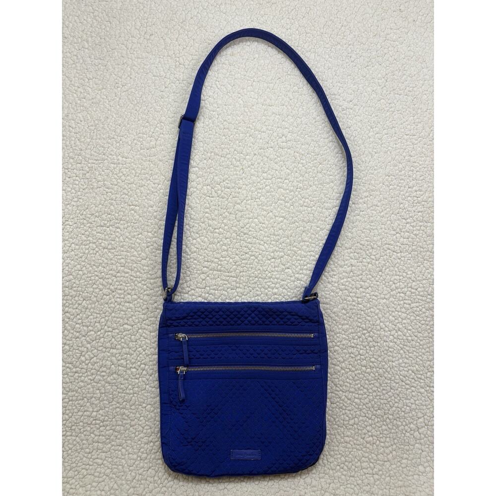 Vera Bradley Triple Zip Hipster Crossbody Bag Quilted Vibrant Royal Blue Purse